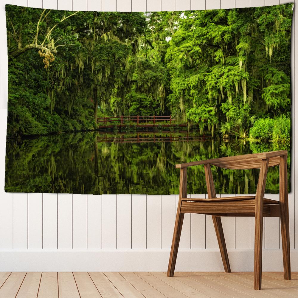 Forest Plank Path Landscape Tapestry Wall Hanging Art Abstract Mysterious Bohemian Hippie Aesthetics Room Home Decor