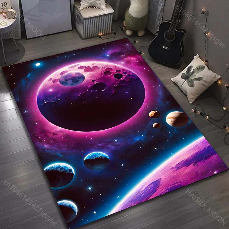 1PC Universe Planet Solar System Print Carpet for Living Room Bedroom Sofa Doormat Decor Area Rug Non-slip Floor Mat for Gifts
