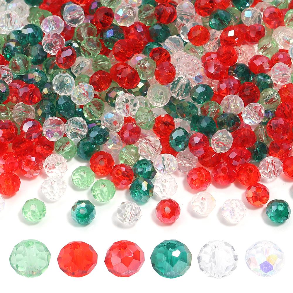 100-200pcs 4/6/8mm Mixed Color Crystal Beads Loose Spaced Flat Abacus Glass Beads For DIY Charms Bracelet Necklace Accessories