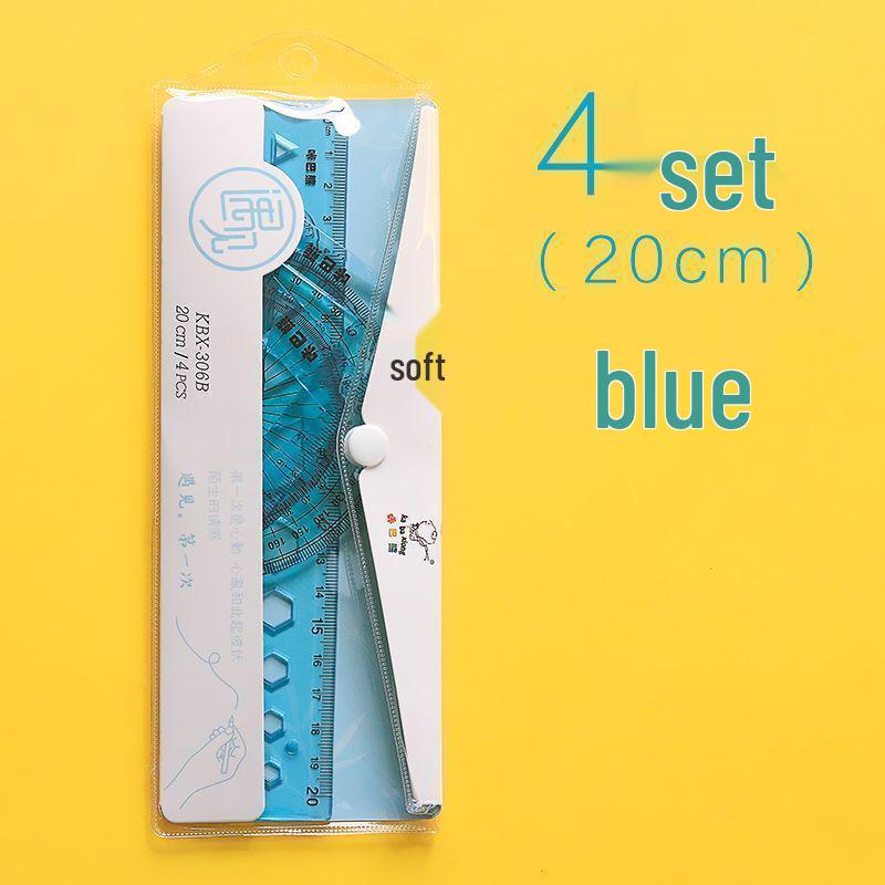 

Newcomer 0.01: 4-Piece Soft Ruler Set with 20cm Straight, Wave, Compass Rulers & Set Square