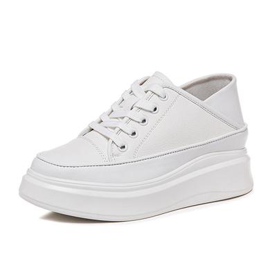Mode 7CM Echte Lederstiefel Mode Chunky Sneaker Vulkanisiert Damen Mokassins Herbst Frühling Plateau Keil Loafer Flache Schuhe