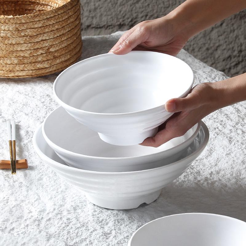 A5 White Melamine Noodle Bowl for Commercial Use – Porcelain-Style Spicy Hot Pot and Wonton Bowl