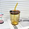 450ml Kreativní sklenice s pruhy Průhledné sklenice s víčkem a brčkem Hrnky na kávu Hrnky na čaj Sklenice na džus Sklenice na mléko a vodu Sklenice na pití