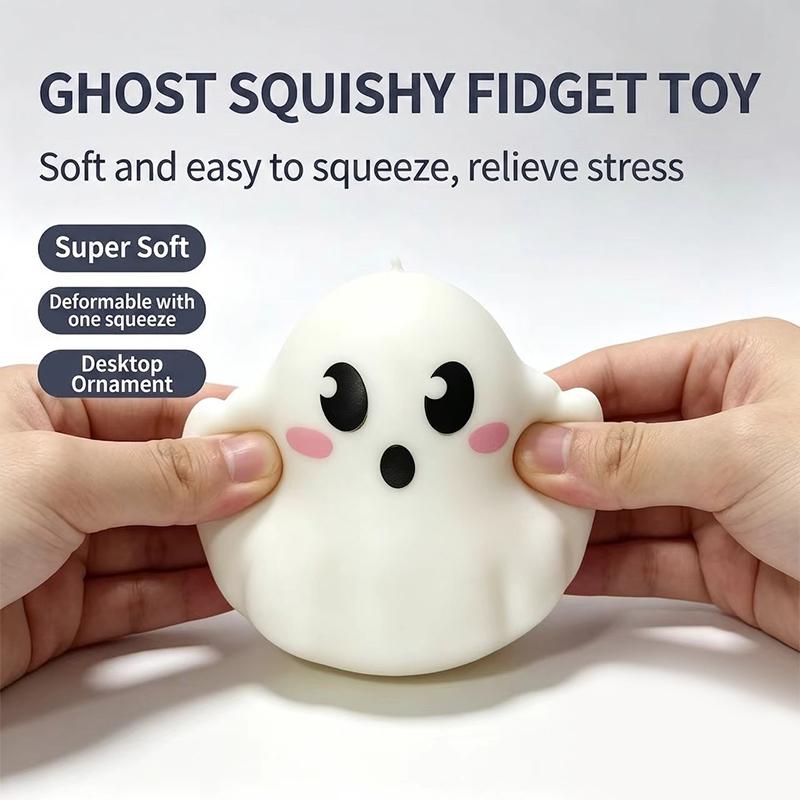 Cute Ghost Fidget Squeezable Toy With Soft Touch And Stress Relief Perfect For Desk Decor Halloween Gifts And Daily Use