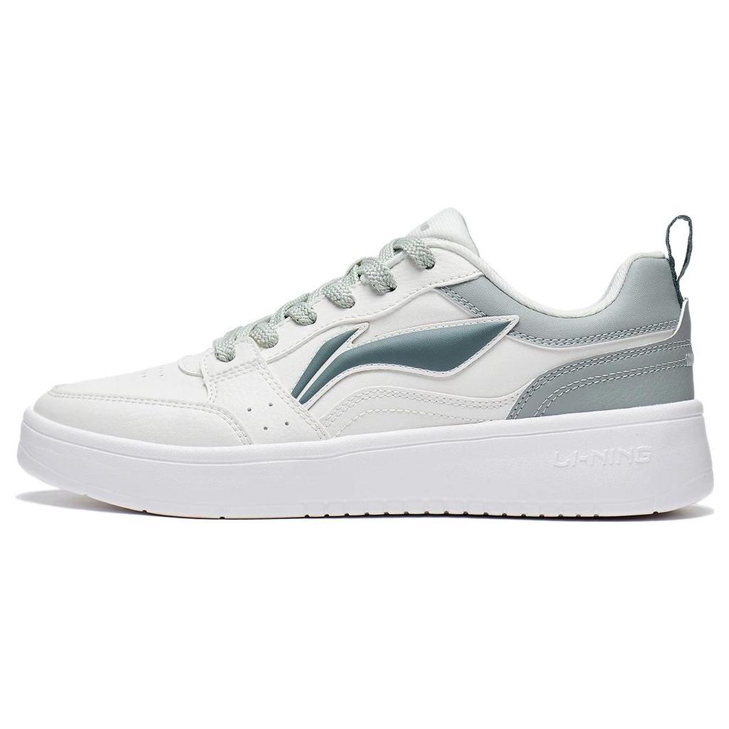 Li Ning Sycee Slip Resistant Cushioning Abrasion Resistant Low top Skateboard Shoes Women's White Green AGCT340-2