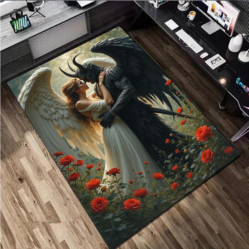 Angel and Demon Rug - Home carpet Office Decorative Carpet For Living Room Bedroom Door Mat Floor Rug Computer Chair Area Rug