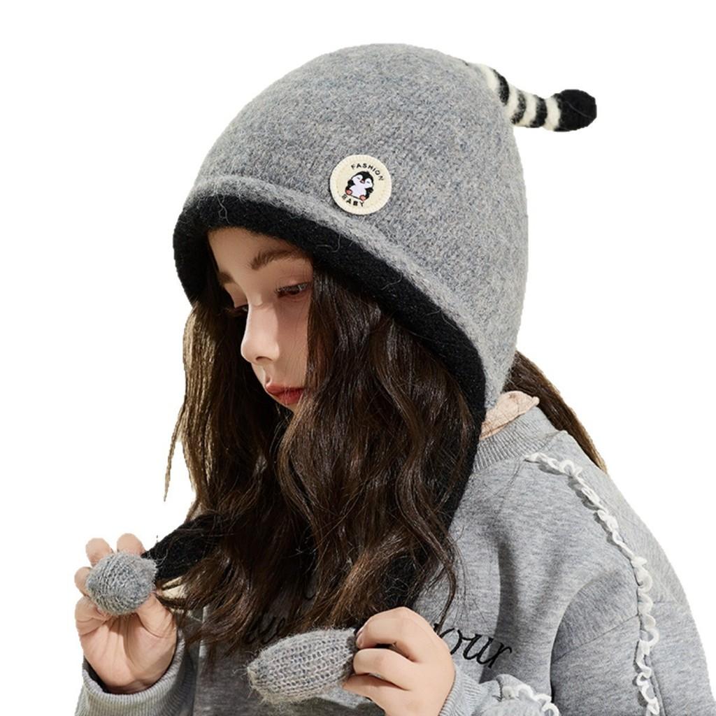 Kids Penguin Knit Hat With Ear Covering Warmth For Toddler Winter Wear
