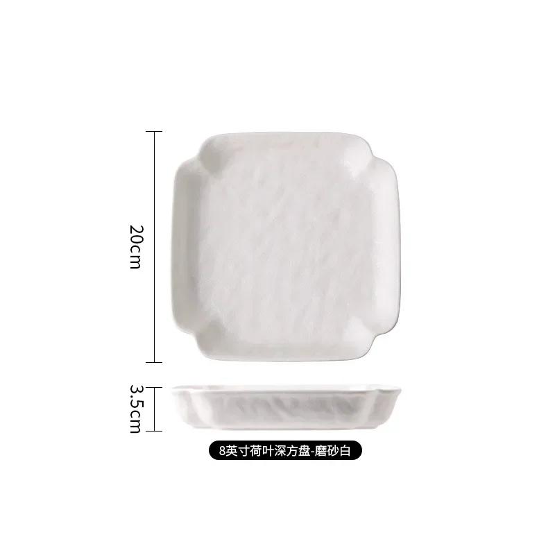 Ceramics Black White Square Plate Simplicity Originality Household Hotels Porcelain Tableware Breakfast Dinner Main Dish Plate