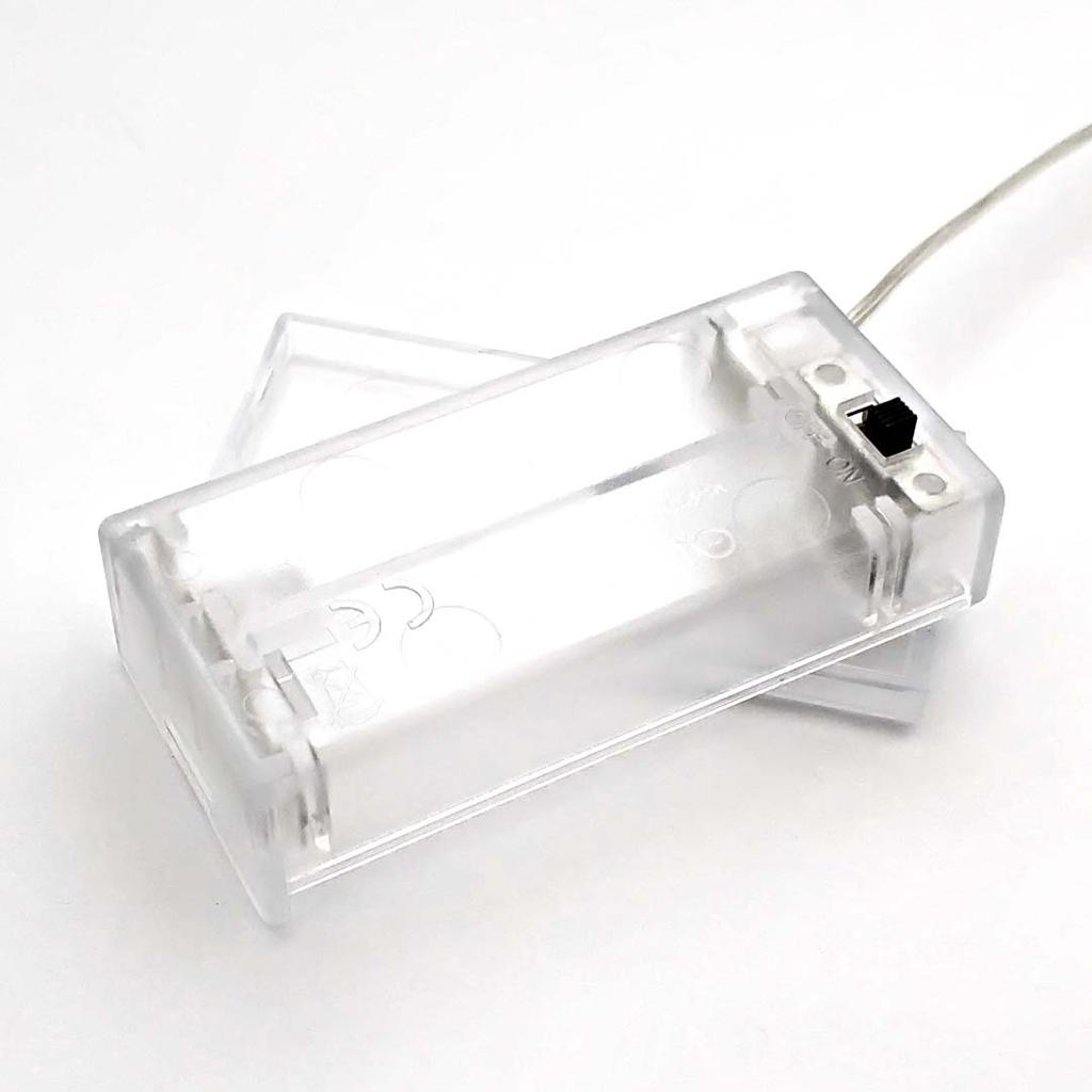 Μαύρη Διαφανής Πλαστική Θήκη Αποθήκευσης Μπαταριών Ισχύος Μεγέθους AA με Καλώδια και 2 Υποδοχές Θήκη Αποθήκευσης Μπαταριών Ισχύος Μεγέθους AA