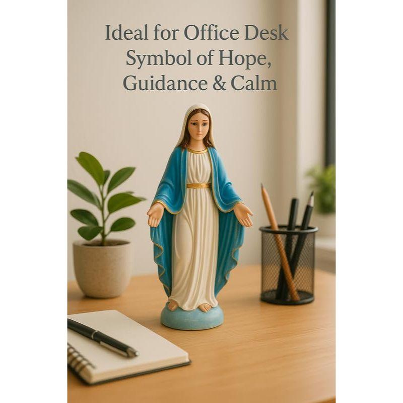 Immaculate Mary Figurine | Christmas Prayer Statue, Marble-Look Decorative Showpiece