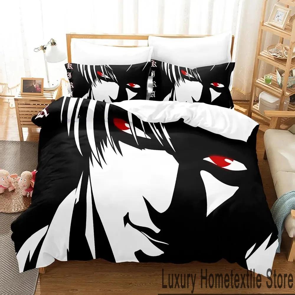 3D Print Death Anime Note Beding Set Young Boys Young Girls Twin Quen King-Sized Dimensionsd Dimensions Soft Duvet Cover Pilowcase Bed boys Adult