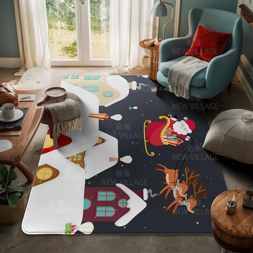 House Entrance Carpet Home Door Mat Living Room Bath Foot Bathroom Non-slip Water Absorption Rugs Bath Merry Christmas Winter
