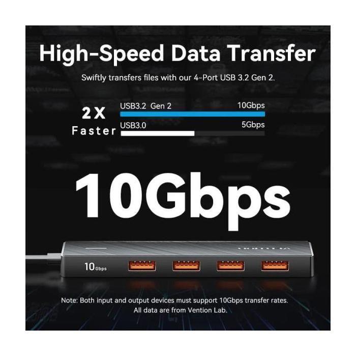 Hub USB - VENTION - CHJBB - 4 Ports USB 3.2 - 1 Port USB-C - 10 Gbps