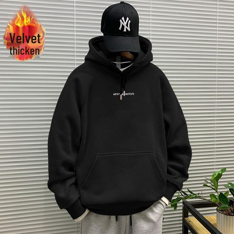 Herbst/Winter Neu Herren Amerikanischer Stil Kapuzenpullover Hoodie mit Samtfutter