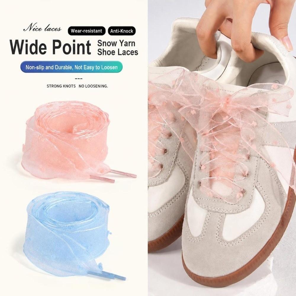 1Pair 2.5cm Width Organza Shoe Laces Chiffon Silk Satin Ribbon Shoelaces For Sneakers Canvas Shoes