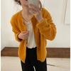 Autumn and Winter New Soft Waxy Knitted Cardigan Women's Round Neck Thickened Loose Versatile Knitted Sweater Jacket Women