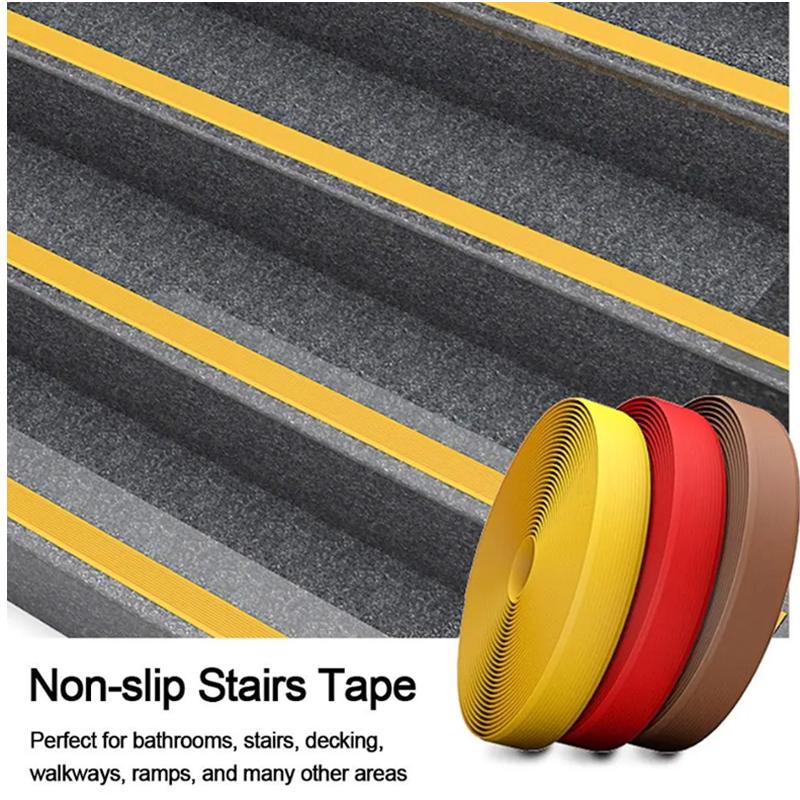 1/2M PVC Self-adhesive Anti-Slip Stair Tape Treads Carpet Floor Sticker Safety Waterproof Bathroom Floors Ground Sealing Strip
