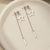 Trendy Gold And Silver Star Tassel Earrings For Women Stainless Steel Design