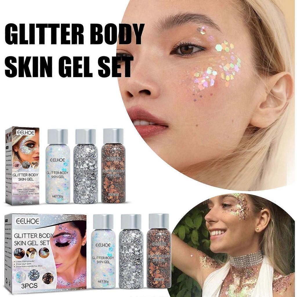 Eelhoe Shimmer Body Skin Gel (Silver) Makeup Fish Scale Glitter Gel For Stage Performance Makeup Eyeshadow