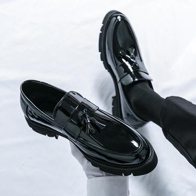 Fashion Classic Black Fashion Brand Men's Patent Leather Oxford Shoes Spring Tassel Pointed Comfortable Casual Formal Leather Shoes