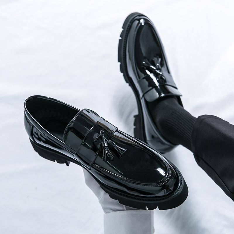 Men Loafers Street Style Classic Thick Sole Platform Height Increase Black Formal Business Wedding Dress Prom Blazers Tuxedo Party Shoes Large Size