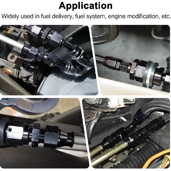 EVIL ENERGY 6AN Male to 3/8" Hardline Compression Fitting Adapter Aluminum Black 2PCS