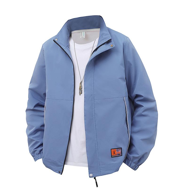 

Осень/Зима 2025 Новые куртки для молодых мужчин Ветрозащитные Модные куртки Стойка воротник Топы Мужская теплая рабочая одежда с плюшем 5XL синий