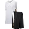 Under Armour Logo Print V-Neck Tank Top Knit Training Sports Shorts Basketball Set Men sets White Black 23500101-100-+-21500201-001