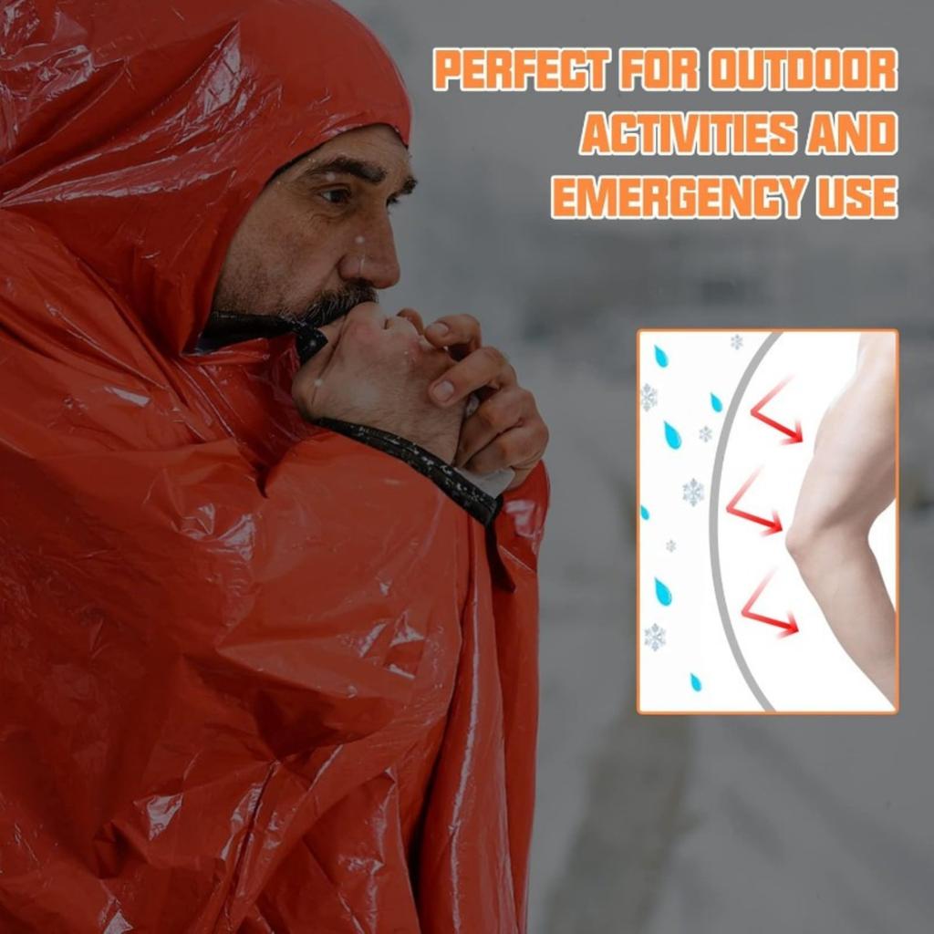 Portable Aluminum Foil Fishing Hiking Camping Emergency Insulation Blanket Raincoat Anti-hypothermia Cold-proof Life-saving Coat
