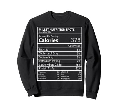Millet Nutrition Facts Minimalist Kitchen Label Graphic Sweatshirt
