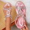 New Cross-border Rhinestone Flower Art Retro Fairy Style Versatile Flat Sandals Women's Shoes