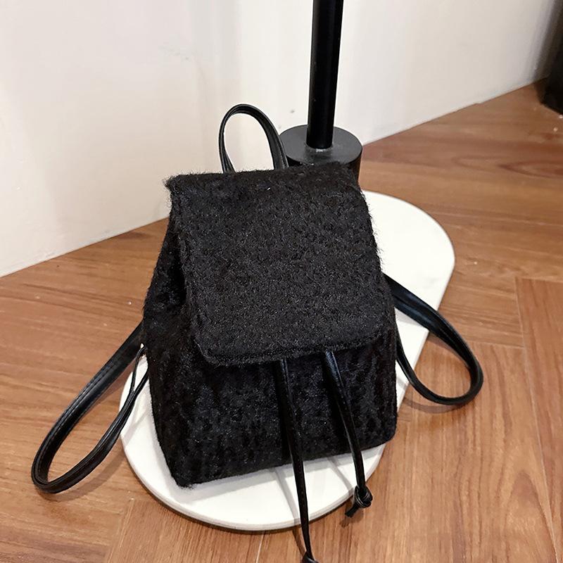 Foreign Style Design Backpack Bag Women'S Fashion Minimalist Woolen Student Class Small Backpack
