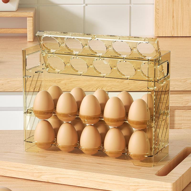 Lebensmittelechte PET Eieraufbewahrungsbox, 30 Eier Fassungsvermögen, Klapp-Kühlschranktürablage