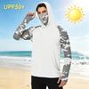 Men's Casual Outdoor Camouflage Print Hooded Long Sleeve Sun Protection Shirt Lightweight Quick Dry Breathable Fabric