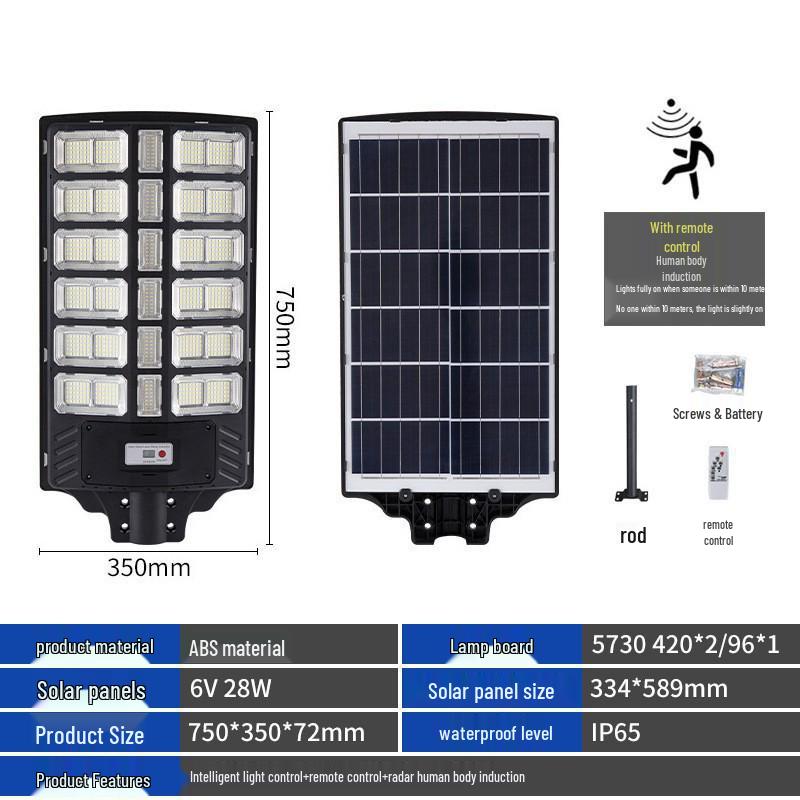 High-Brightness Solar-Powered Motion Sensor Street Light for Outdoor Courtyards