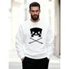 Men'S Casual Round-Neck Sweatshirt Featuring A Skull and Crossed Baseball Bats Design