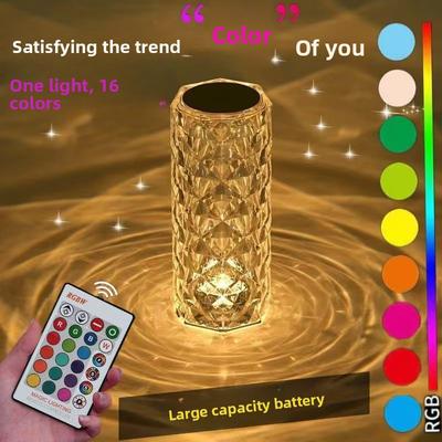 Rose Ambient Light Crystal Table Lamp Romantic Night Light Touch Switch Creative Bedroom Decor Atmosphere Lamp for Home Room