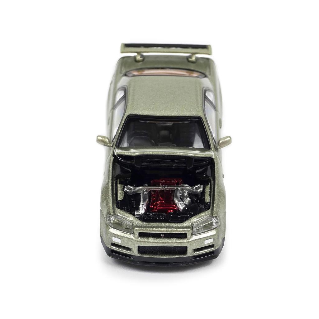 PAUDI MODEL 1/64 Diecast Model Car GT-R R34 Skyline 2000 Nissan V Spec II (Green)