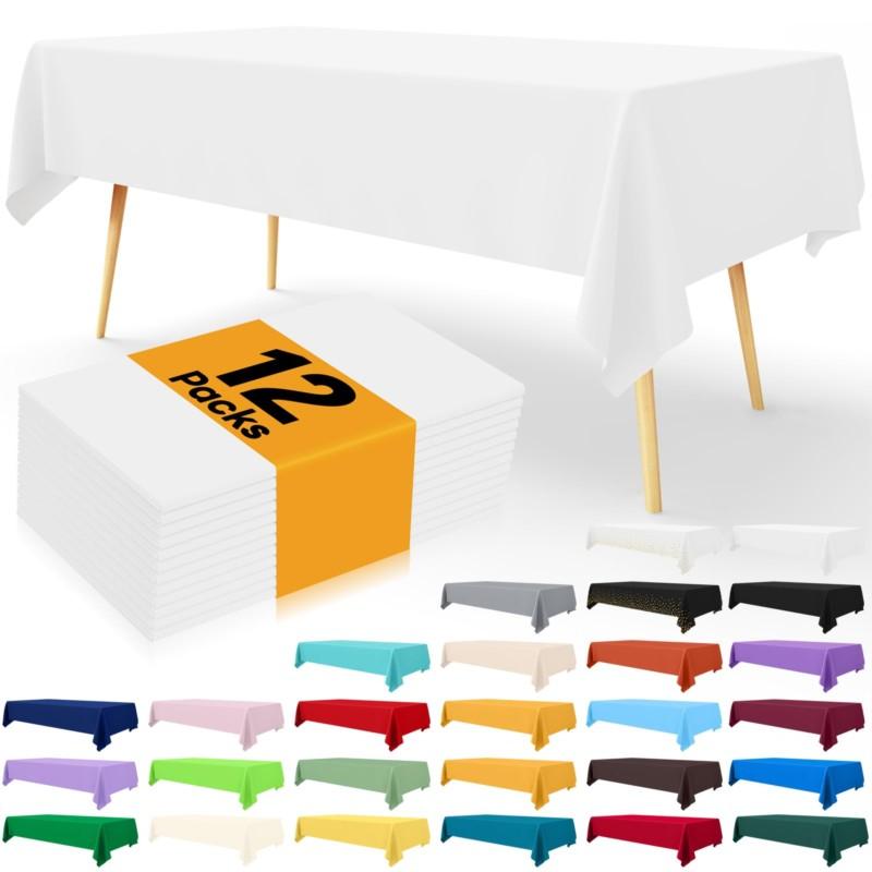 Homaxy Versatile Disposable Table Cloth  Plastic Waterproof Tablecloth Decorative Rectangle Table Covers of Party Camping Picnic