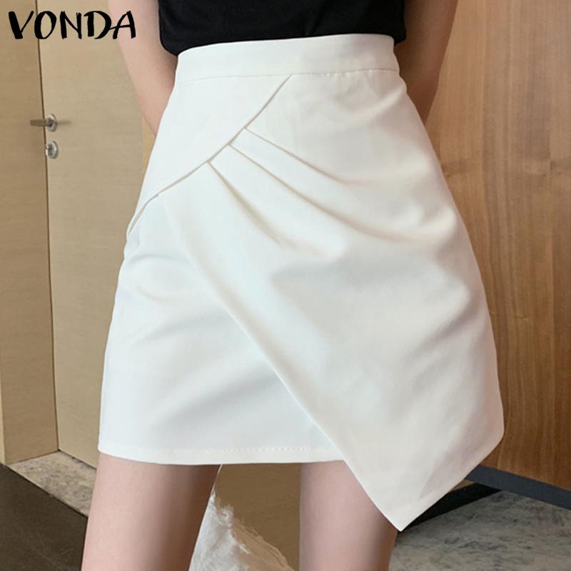

VONDA Лето Весна Женщины Высокая талия A-line Нерегулярный подол Мини юбки