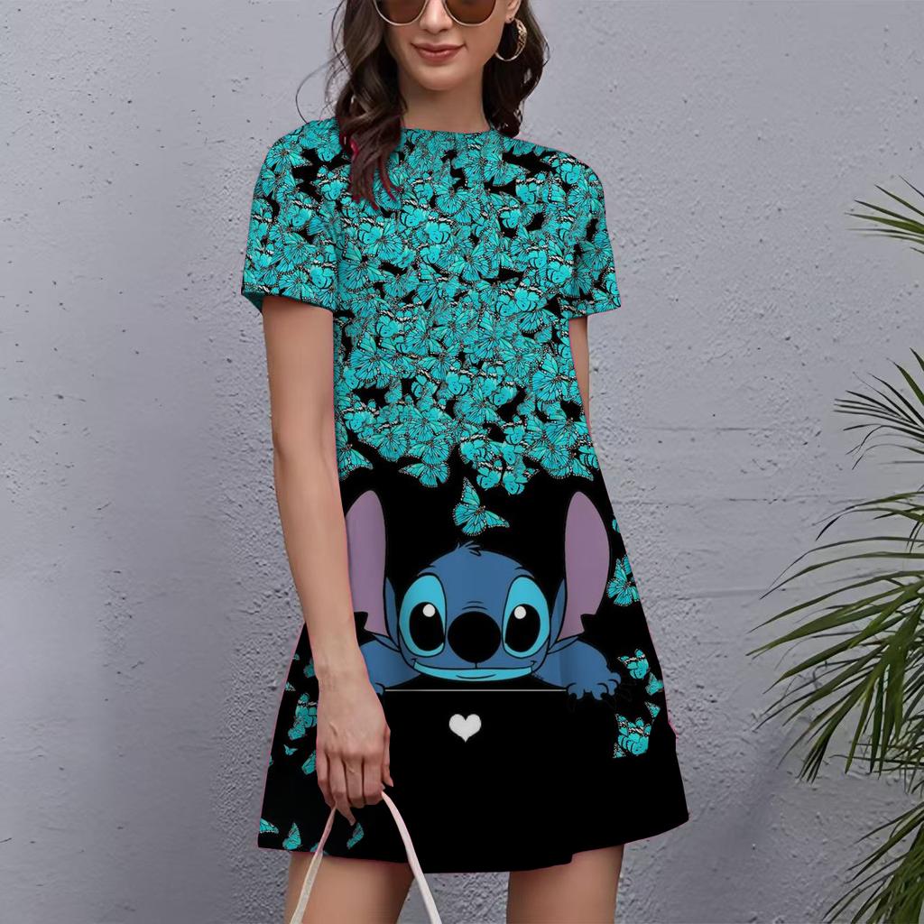 Fashion Printed Loose Women's Versatile Casual Crew Neck Casual Dresses