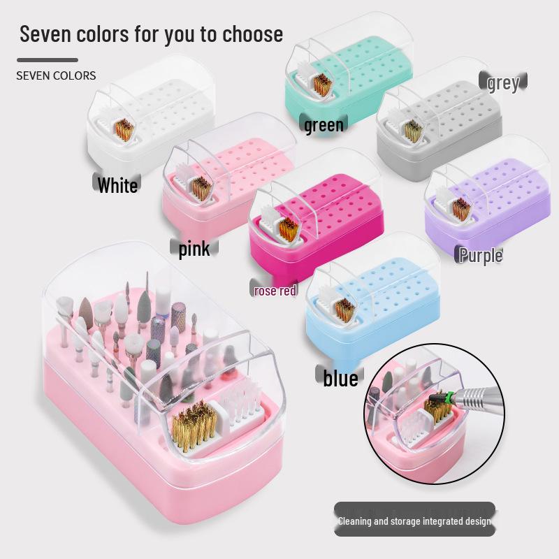 Nail Art Multifunctional Storage Box - 30-Slot Grinding Head & Brush Display Organizer
