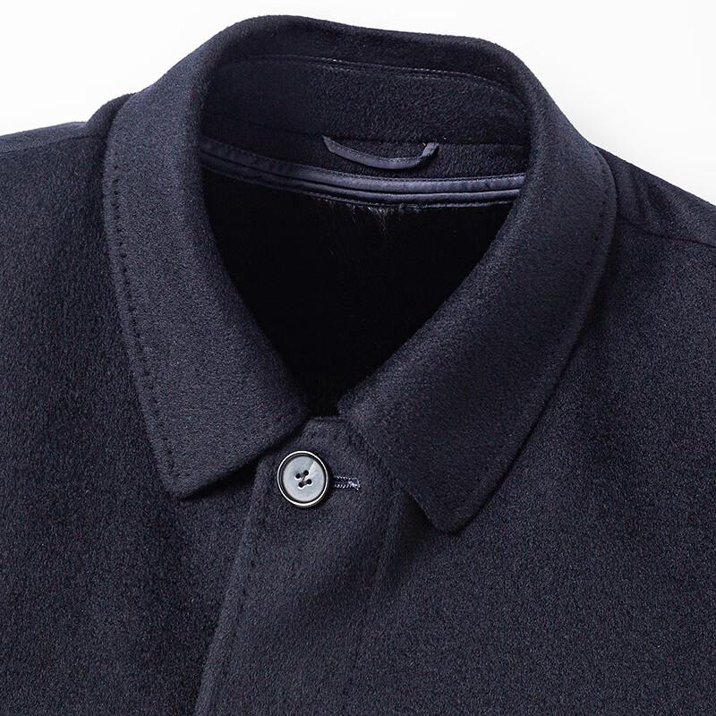 FAPAI Men's Detachable Pure Cashmere Lined Overcoat