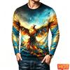 Funny 3D Eagle Print Men's T Shirts Autumn Trend Long Sleeve T-shirt Casual O-neck Loose Tops Fashion Animal Pattern y2k Clothes