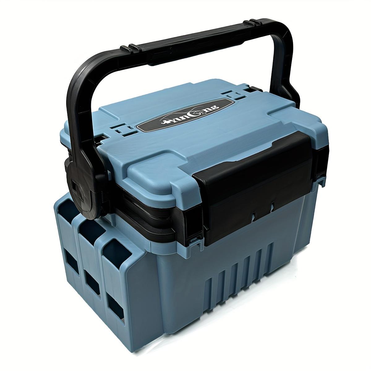 

Универсальный ящик для рыболовных снастей с сиденьем, держателем удилища и слотом для стакана - прочный полипропиленовый материал, водонепроницаемый, идеально подходит для всех рыболовов синий