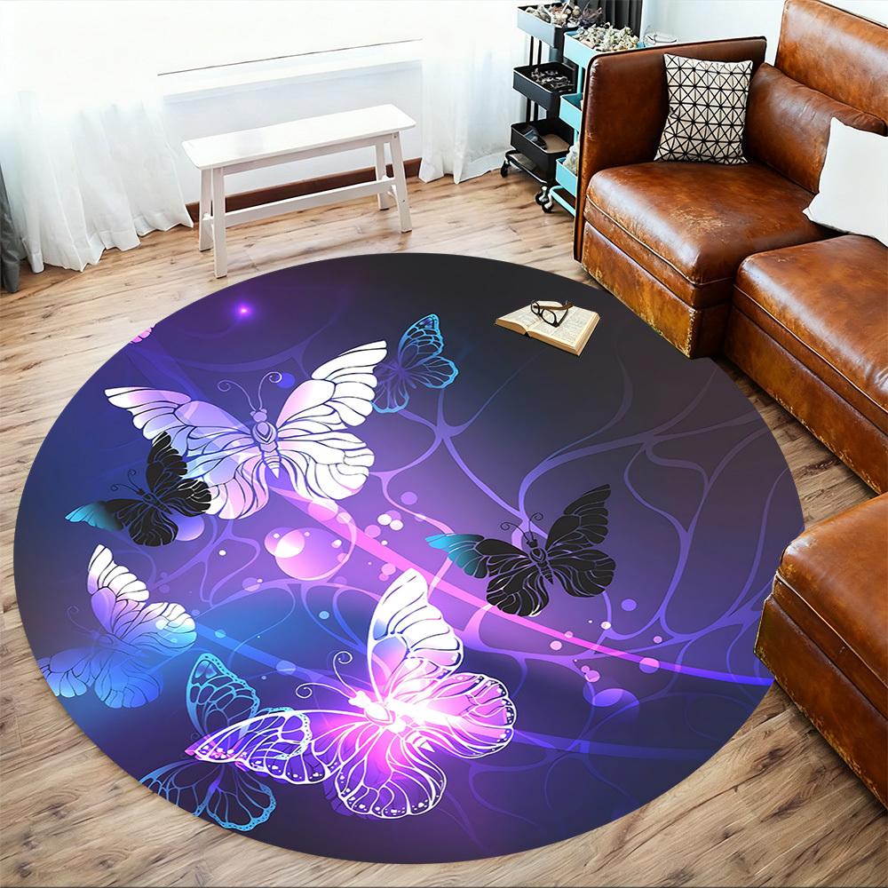 1 Stück Schmetterling Kreis Runde Stuhlmatte Teppich - Rutschfest, Bodenmatte für Büro, Schlafzimmer und Innenraumdekoration c1125189