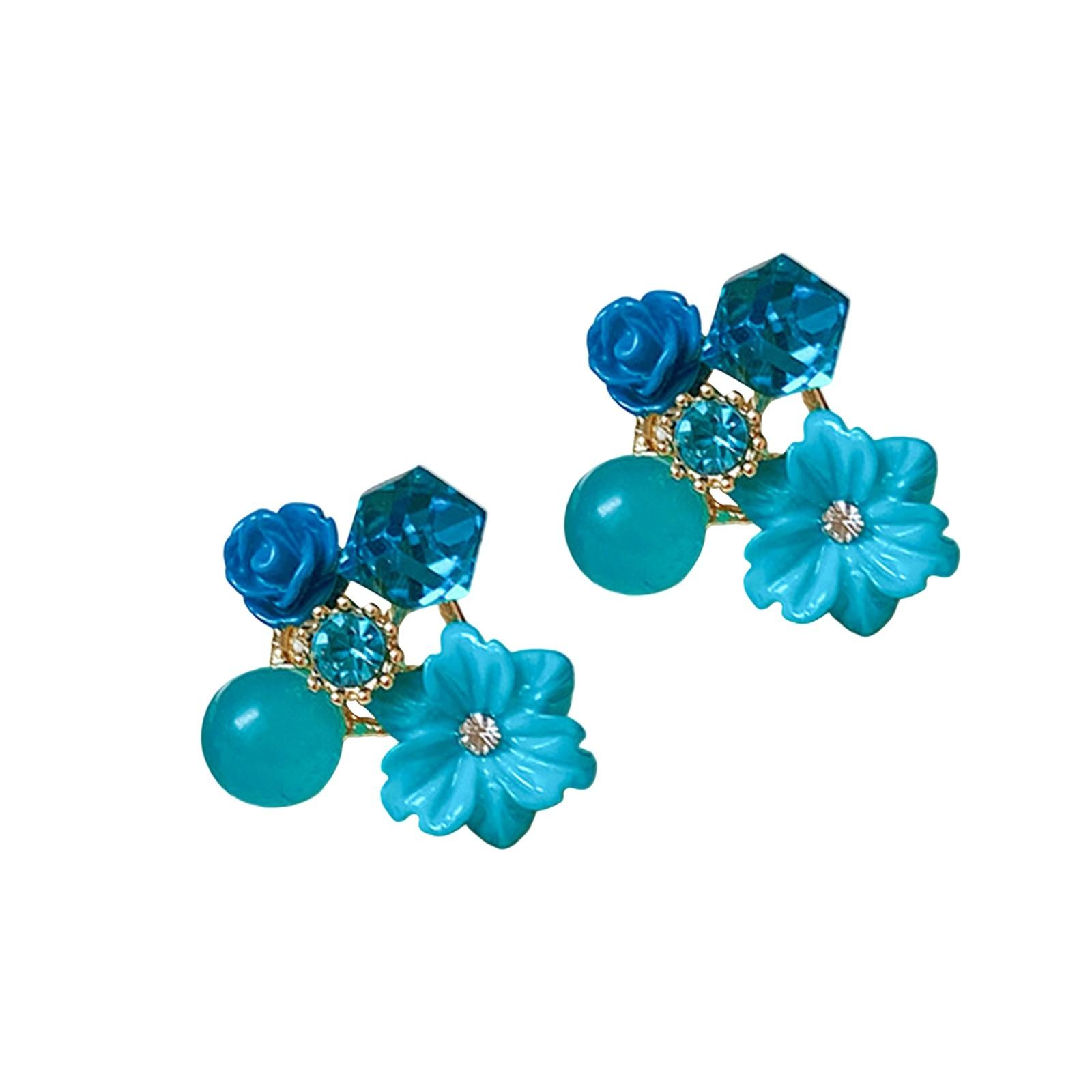

Винтажные серьги-цветы с кристаллами, серьги и нежные серьги One Size синий