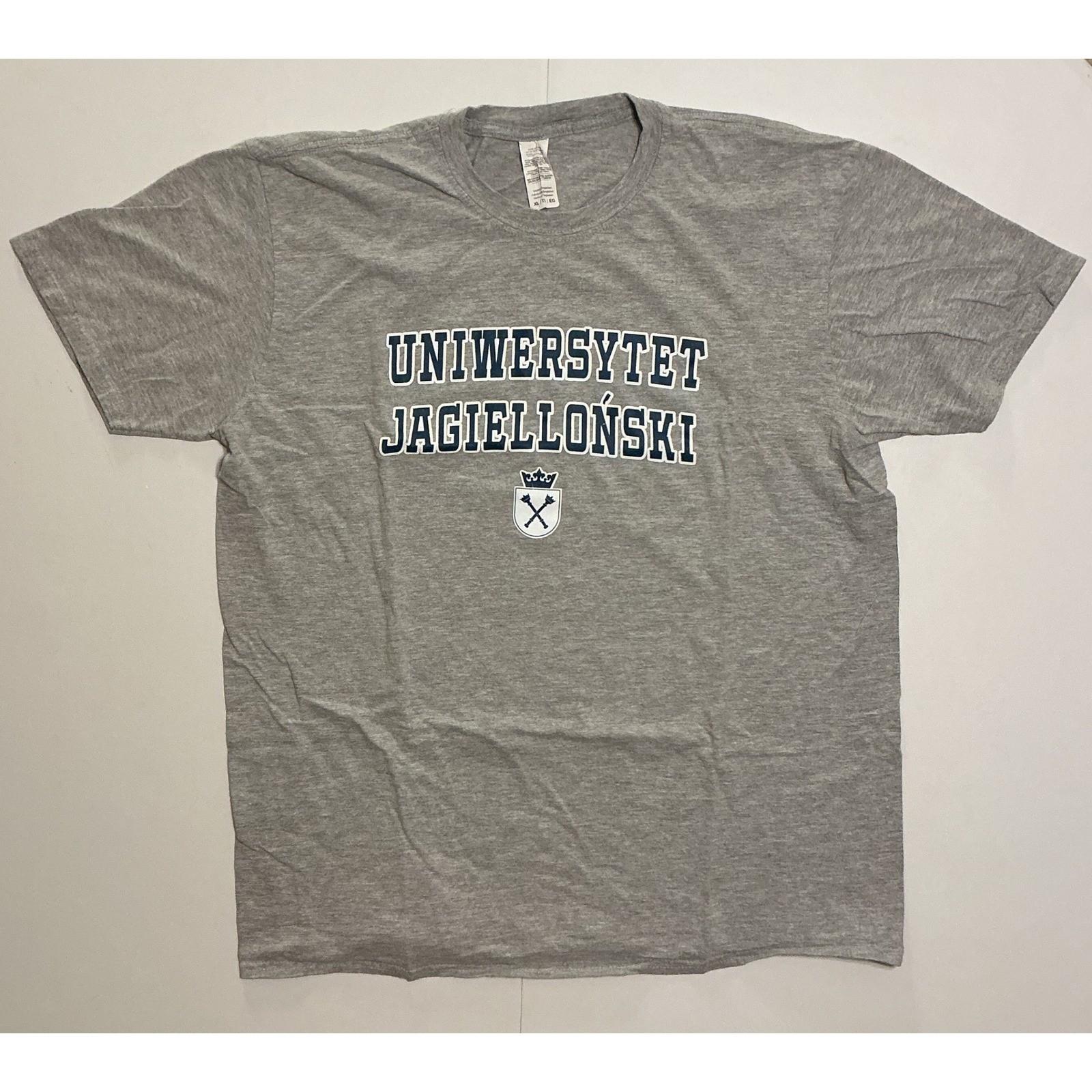 Gildan Uniwersytet Jagiellonski T Shirt Mens XL Gray Polish University Graphic Unisex T-Shirt XXL