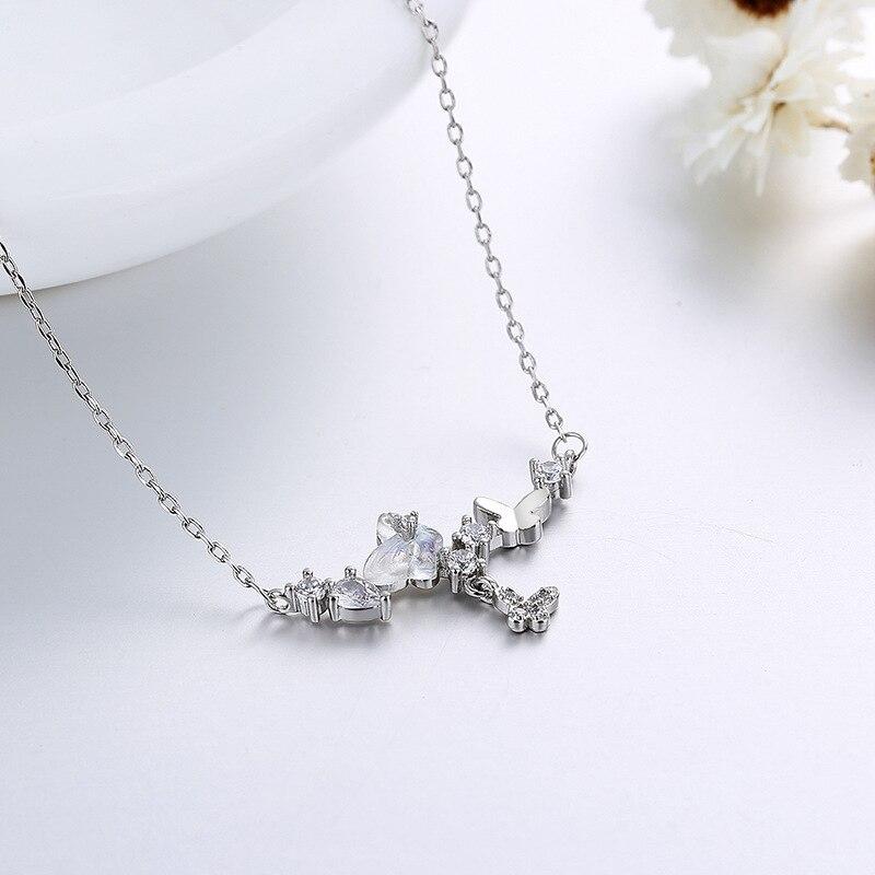 925 Sterling Silver Zircon Butterfly Charm Náhrdelník Přívěsek pro ženy Svatební móda Nové šperky Příslušenství dz359