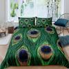 Peacock Feather Print Duvet Cover Bird Feathers Element Bedding Set Ultra Psychedelic Swirl Comforter Cover Colorful Bedclothes